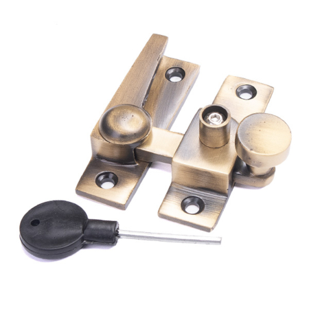 Forged Straight Arm Fastener Locking - Light Antique Brass