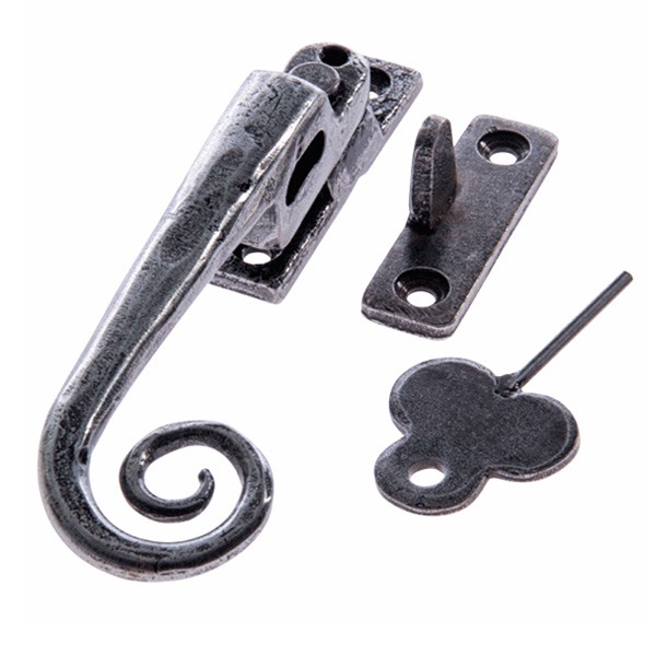 Black Window Fastener Monkey Tail Left Handed Lockable key Mortice Plate 