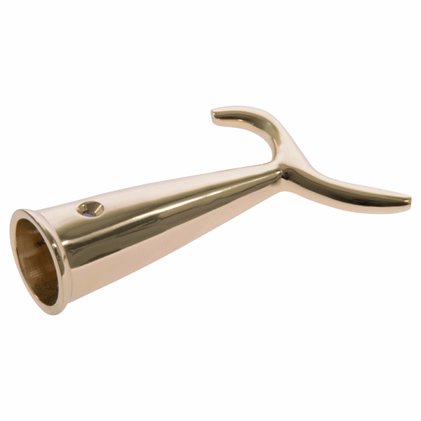 Polished Brass Pole Hook with Screws 