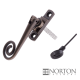 Luxury Forged Spiral End Espagnolette Security Handle - Slimline - left-handed - mottled-antique-brass