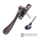 Luxury Forged Spoon End Espagnolette Security Handle - Slimline - left-handed - mottled-antique-brass