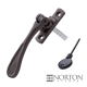 Luxury Forged Spoon End Espagnolette Security Handle - Slimline - right-handed - antique-bronze