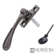 Luxury Forged Spoon End Espagnolette Security Handle - Slimline - right-handed - antique-pewter