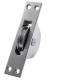 Kensington Forged Sash Pulley Square end curved wheel - satin-chrome