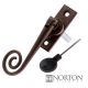 Luxury Forged Spiral End Espagnolette Security Handle - Traditional - left-handed - mottled-antique-brass