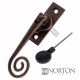 Luxury Forged Spiral End Espagnolette Security Handle - Traditional - right-handed - mottled-antique-brass