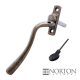 Luxury Forged Cranked Ball End Espagnolette Security Handle - left-handed - mottled-antique-brass