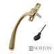 Luxury Forged Cranked Ball End Espagnolette Security Handle - right-handed - polished-brass
