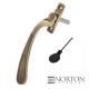 Luxury Forged Cranked Spoon End Espagnolette Security Handle - right-handed - polished-brass