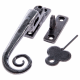 Monkey Tail Locking Night Vent Fastener - right-handed - pewter-patina